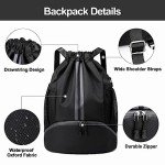 Hoedia Sports Drawstring Backpack - String Swim Gym Bag with Shoes Compartment and Wet Proof Pocket for Women&Men