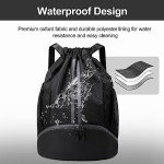 Hoedia Sports Drawstring Backpack - String Swim Gym Bag with Shoes Compartment and Wet Proof Pocket for Women&Men