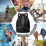 Hoedia Sports Drawstring Backpack - String Swim Gym Bag with Shoes Compartment and Wet Proof Pocket for Women&Men