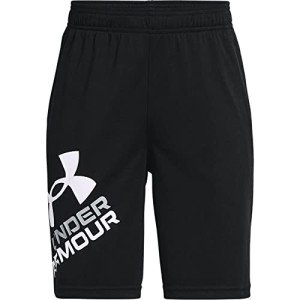 Under Armour boys Prototype 2.0 Logo Shorts , Black (001)/White , Youth Small