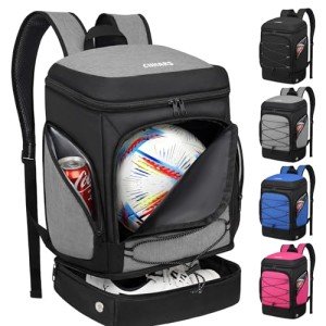Ciihars Soccer Backpack,Soccer Bag with Ball Holder, Includes Separate Cleat Shoe and Ball Compartment Sport Equipment Bags Fit Basketball Volleyball Football (grey)