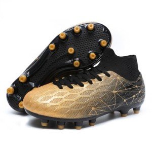 Kids High Top Football Cleats - Black/Gold