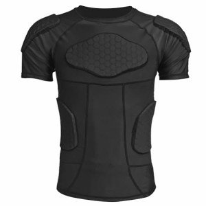 Men Padded Compression Shirt Football Rib Protectors 6-Football Pads Chest Protector Padded Shirt Protective Gear for Football Baseball Basketball