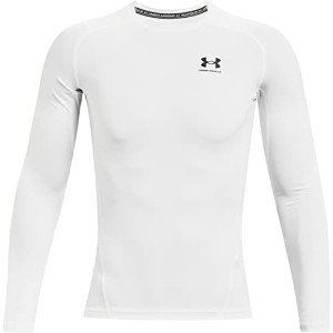 Under Armour Men's Armour HeatGear Compression Long-Sleeve T-Shirt , White (100)/Black, Medium