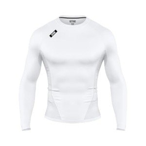 Nxtrnd Core Men's Compression Shirt, Long Sleeve Shirt, Sportswear for Football (White, Large)