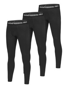 Dalavch 3 Pack Youth Boys Compression Pants Leggings Tights Athletic Base Layer Gear for Kids Football Basketball Sports 3 Black Medium
