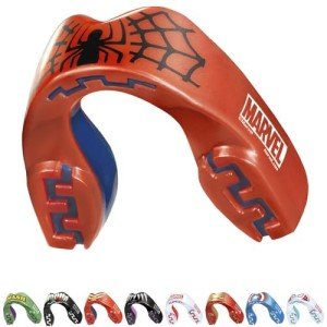 Marvel Spider-Man Sports Mouthguard, Dual Layer Premium Mouth Guard with Case for Boxing, Basketball, Lacrosse, Football, Martial Arts, Hockey and Contact Sports (Junior <11 Years, Red)