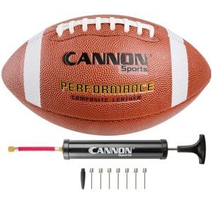 Cannon Sports Leather Composite Official Size Football Indoor and Outdoor with Ball Pump (Official, Orange/White)