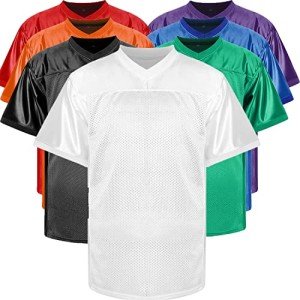 JKNAKN Blank Football Jerseys Mesh Athletic Football Shirt Practice Sports Uniform Black White Jersey (White, Large)