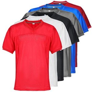 Aumudle Men Blank Plain Football Jersey Practice Team Sports Uniforms Hip Hop Hipster Short Sleeve Mesh Pullover Shirts S-3XL Red