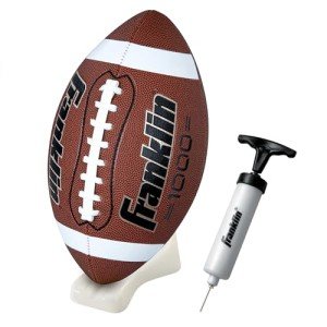 Franklin Sports Football, Kicking Tee + Pump Set - Grip Rite Official Size Football Set for Adults - Football, Tee + Air Pump with Inflation Needle