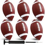 Jerify Composite Leather Footballs Official Size Composite Leather Balls Composite Leather Inflatable Footballs with Pump Indoor Outdoor Footballs Bulk for Training and Recreational Play (6 Pcs)