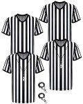 4-Pack Referee Stripe Shirts with Whistle Set