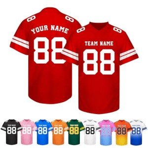 Custom Football Jersey Personalized Football Shirt Stitched Team Name Number Customized Uniform Fans Gift for Men Women Youth Red White