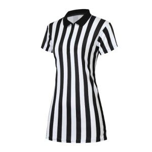 Womens Black and White Striped Referee Shirt