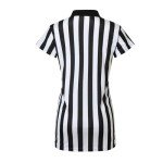 Womens Black and White Striped Referee Shirt