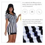 Womens Black and White Striped Referee Shirt