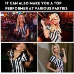 Womens Black and White Striped Referee Shirt