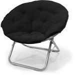Super Soft Black Microsuede Saucer Chair for Adults