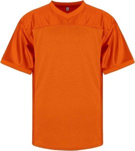 RE-HUO Blank Football Jersey Mesh Practice Athletic T-Shirt Plain Hip Hop Sports Jersey(2XL, Orange)