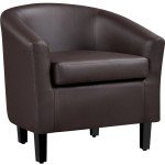 Renwick Faux Leather Barrel Accent Chair for Livingroom, Espresso
