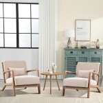 Set of 2 Beige Accent Chairs for Flag Football
