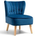 Blue Velvet Armless Accent Chair for Flag Football