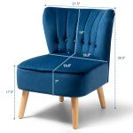 Blue Velvet Armless Accent Chair for Flag Football
