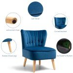 Blue Velvet Armless Accent Chair for Flag Football