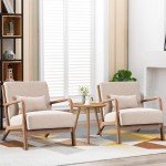 Set of 2 Beige Accent Chairs for Flag Football
