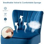 Blue Velvet Armless Accent Chair for Flag Football