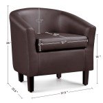 Renwick Faux Leather Barrel Accent Chair for Livingroom, Espresso