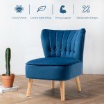 Blue Velvet Armless Accent Chair for Flag Football