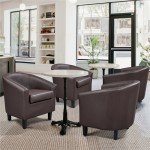 Renwick Faux Leather Barrel Accent Chair for Livingroom, Espresso