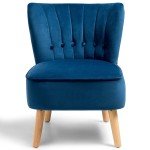 Blue Velvet Armless Accent Chair for Flag Football