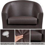 Renwick Faux Leather Barrel Accent Chair for Livingroom, Espresso