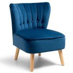 Blue Velvet Armless Accent Chair for Flag Football