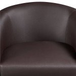 Renwick Faux Leather Barrel Accent Chair for Livingroom, Espresso