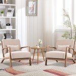 Set of 2 Beige Accent Chairs for Flag Football