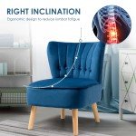 Blue Velvet Armless Accent Chair for Flag Football