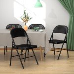 Black Steel Folding Chair for Flag Football Fun