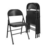 4-Pack Black Steel Folding Chairs for Flag Football