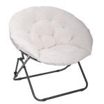 Kids’ White Faux Shearling Saucer Chair