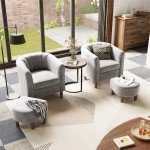 Light Grey Velvet Accent Chair with Ottoman