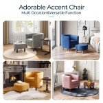 Light Grey Velvet Accent Chair with Ottoman