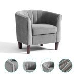 Light Grey Velvet Accent Chair with Ottoman