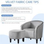 Gray Velvet Accent Chair and Ottoman Set