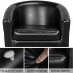 Set of 2 Faux Leather Barrel Chairs – Black