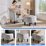 Gray Velvet Accent Chair and Ottoman Set