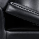 Set of 2 Faux Leather Barrel Chairs – Black
